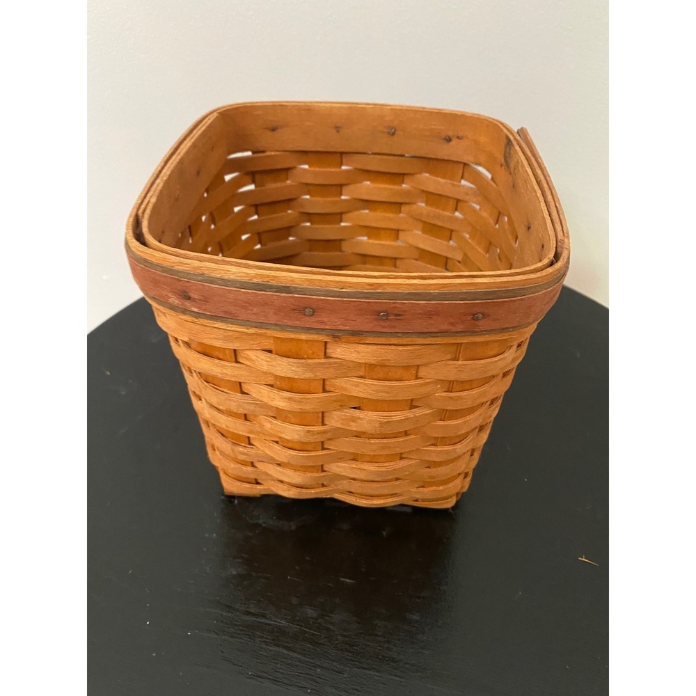 Longaberger Basket Unisex Small Brown 1994 Vintage Handwoven Square Farmhouse - Picture 3 of 6